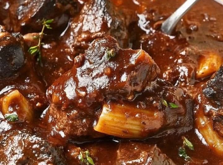 Slow-Braised Beef Bourguignon Rigatoni with Parmesan Crust