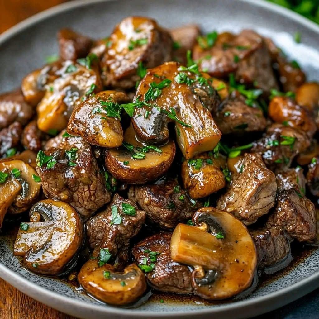 Juicy Garlic Butter Beef and Mushrooms