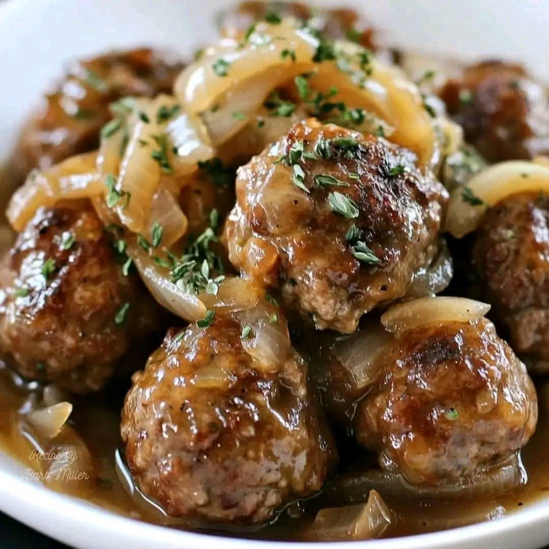 Crockpot French Onion Meatballs
