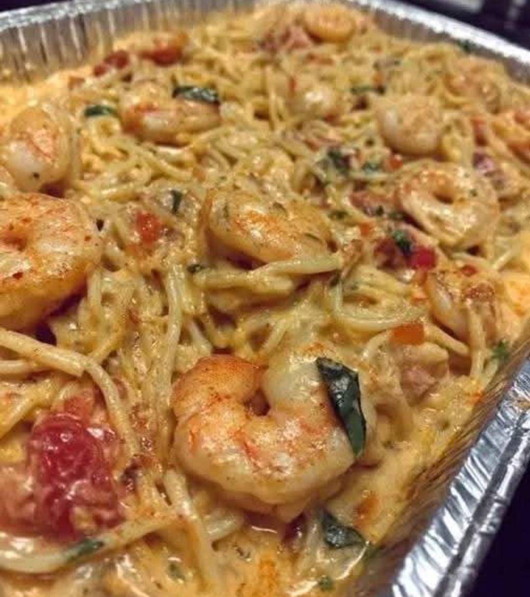 Creamy Cajun Shrimp Pasta Bake