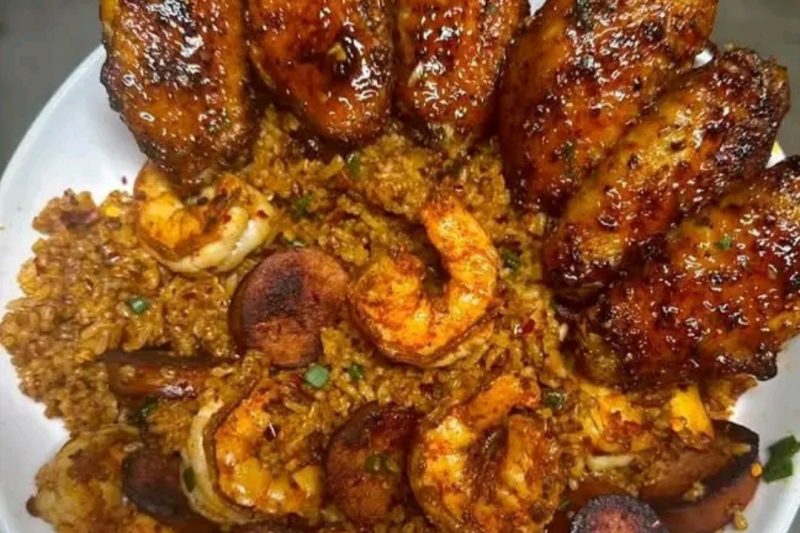 Smoky Spicy BBQ Chicken Wings with Cajun Fried Rice