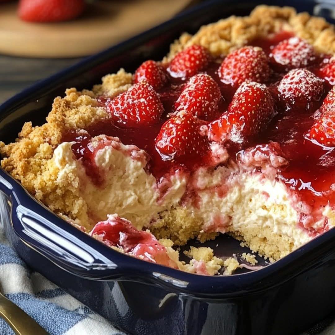 Baked Strawberry Cheesecake Crumble Cake