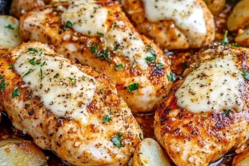 Skillet Garlic Parmesan Chicken with Crispy Potatoes