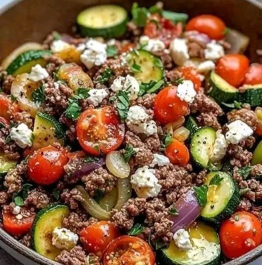 Mediterranean Ground Beef Skillet