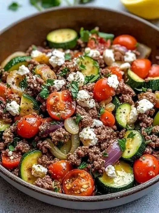 Mediterranean Ground Beef Skillet