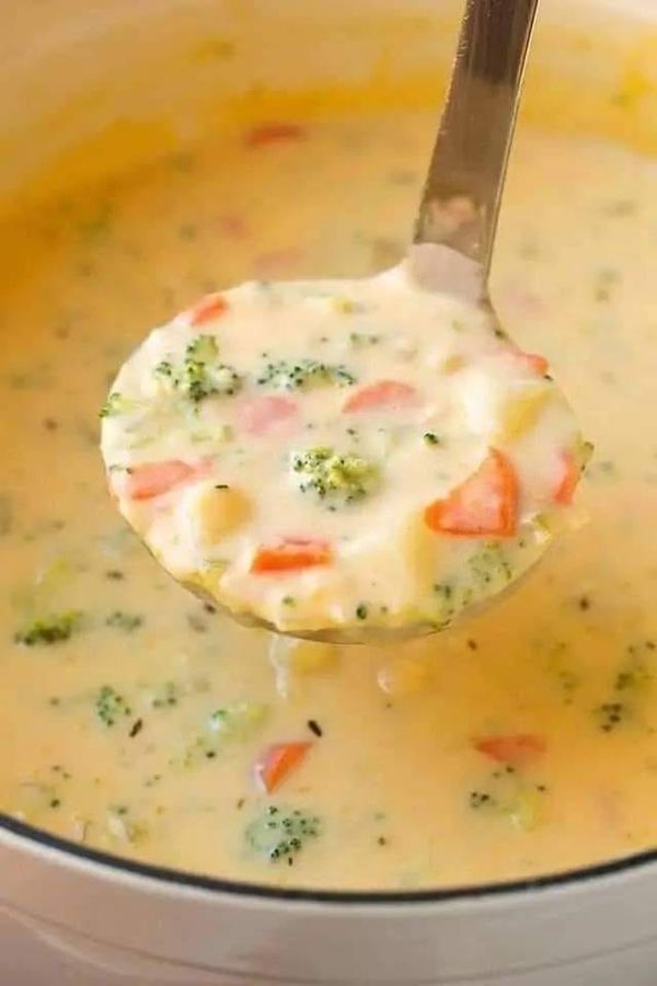 Warm & Cheesy Broccoli Potato Soup Recipe