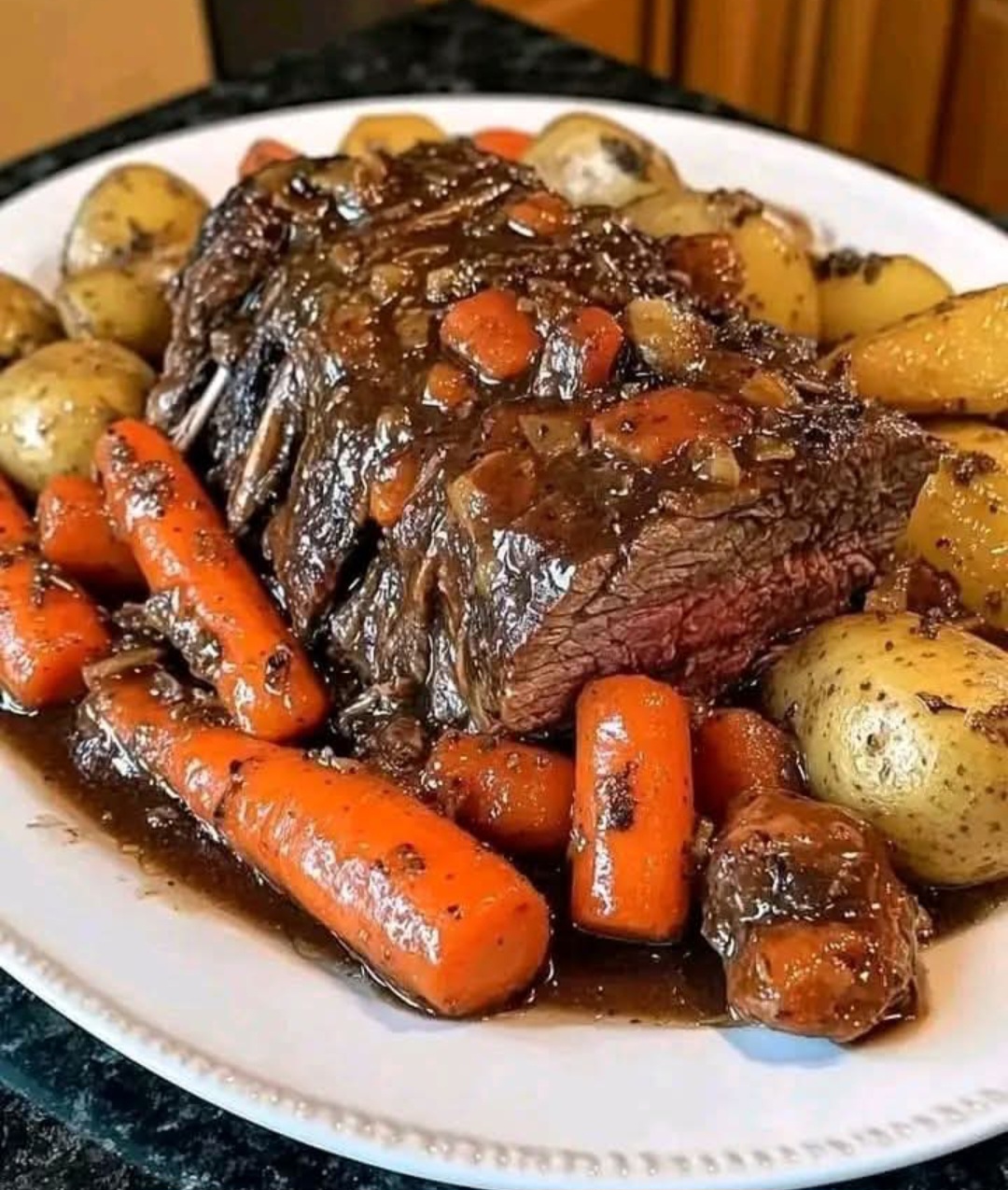 Slow-Braised Dutch Oven Chuck Roast with Potatoes & Carrots