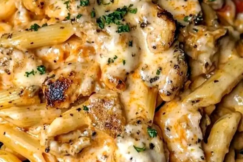 Ultimate Baked Chicken Penne in Creamy Alfredo Sauce