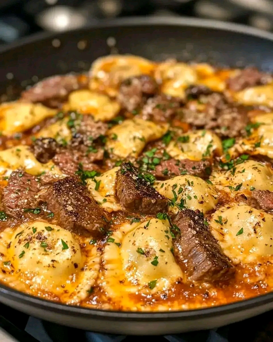 Creamy Garlic Butter Steak Ravioli