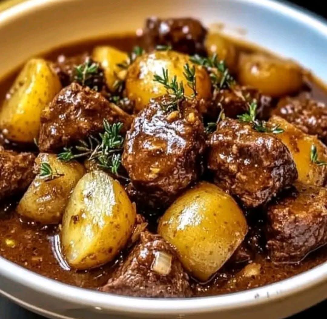 Tender Garlic Butter Beef Bites with Roasted Potatoes