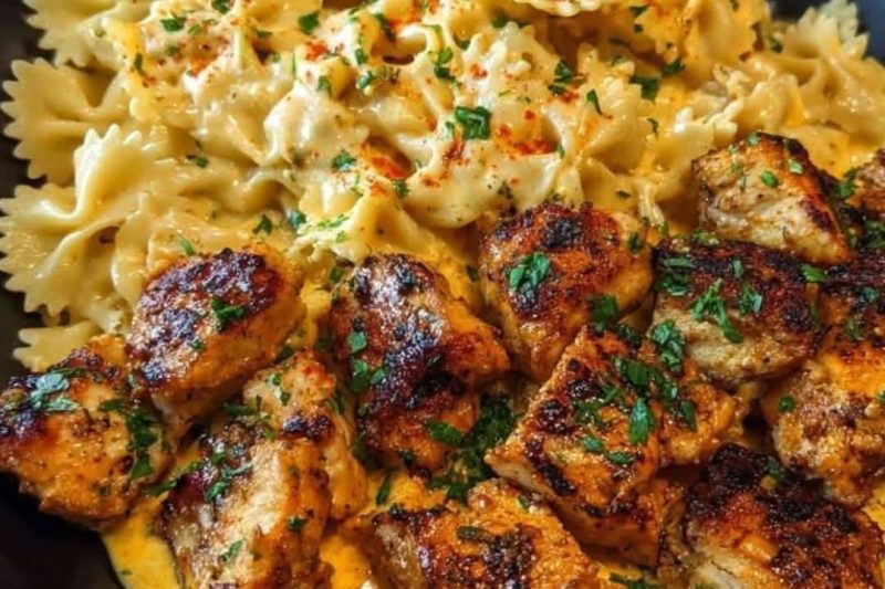 Garlic Butter Chicken with Creamy Cheesy Bowtie Pasta
