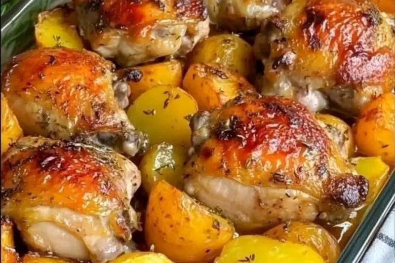 Crispy Oven-Baked Chicken Thighs and Potatoes