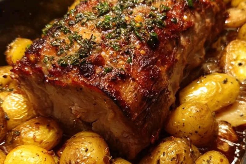 Roasted Pork Loin with Garlic Potatoes