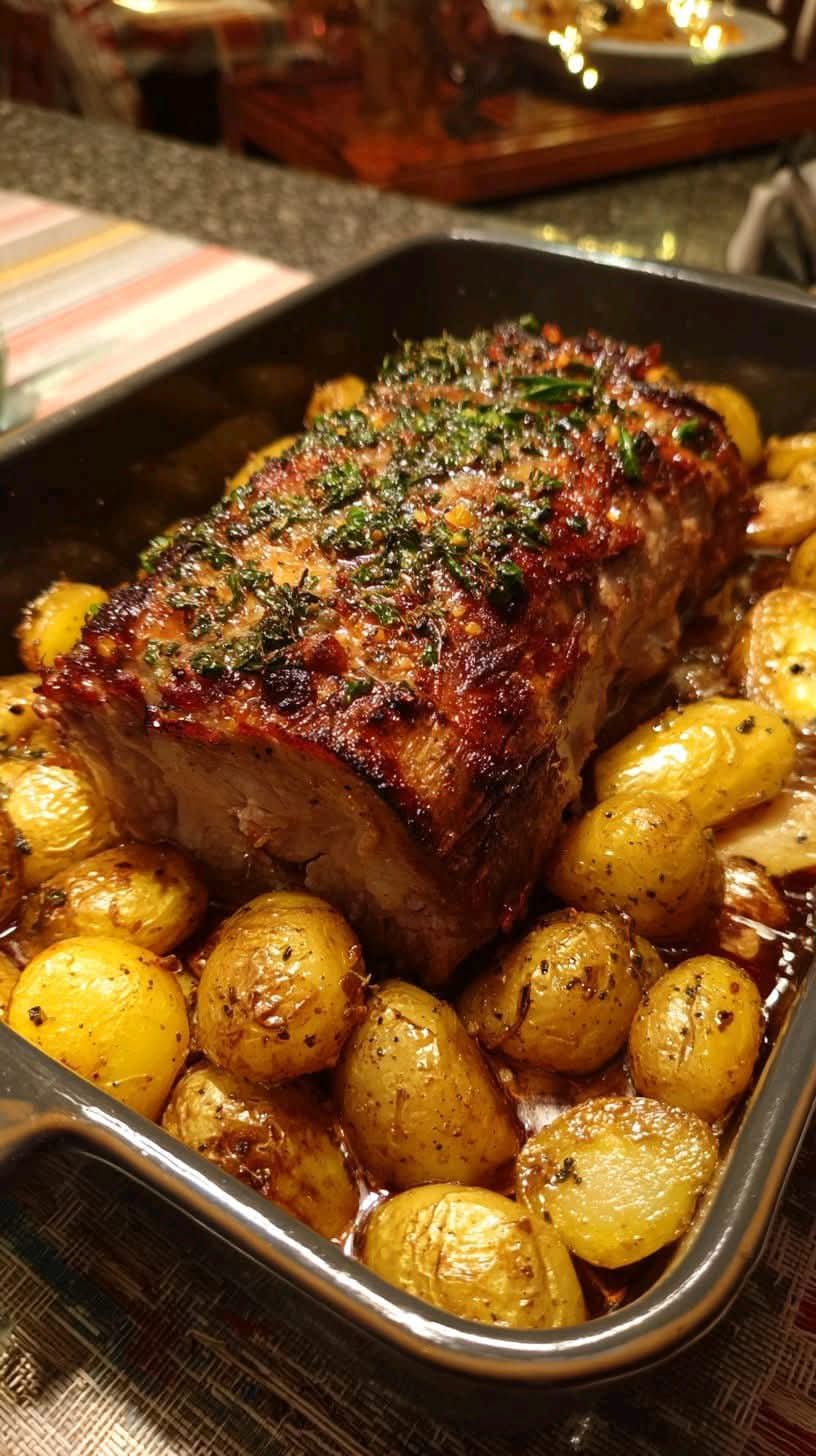 Roasted Pork Loin with Garlic Potatoes