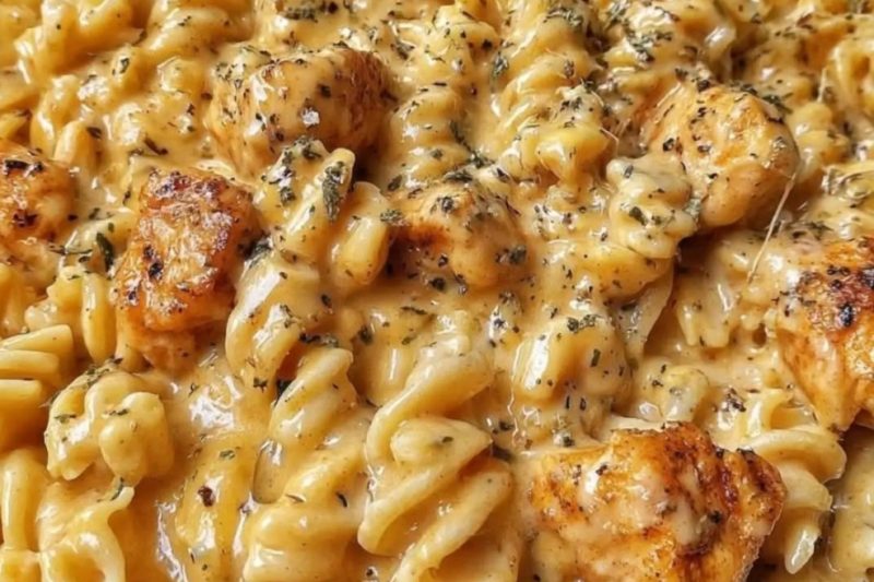 Crockpot Cheesy Cajun Chicken Rotini Pasta