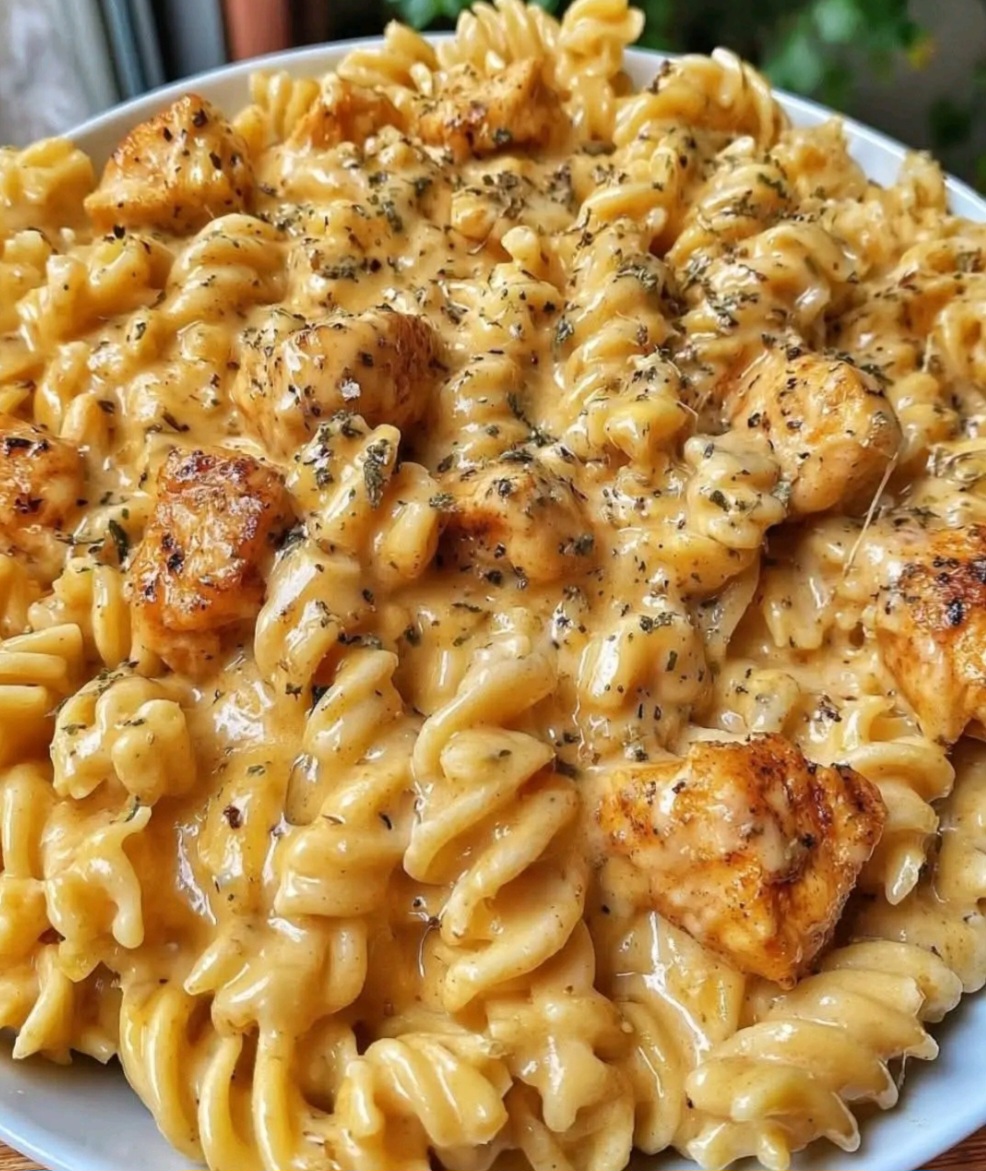 Crockpot Cheesy Cajun Chicken Rotini Pasta