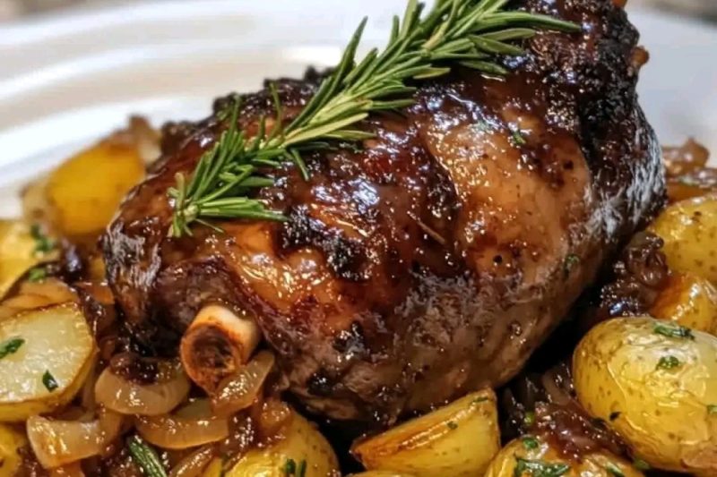 Cozy Slow-Cooked Lamb Shank with Roasted Potatoes