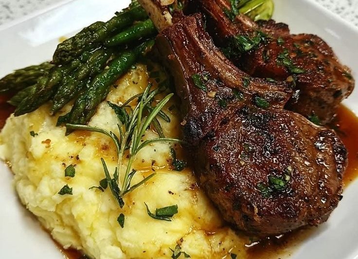 Perfect Garlic Herb Lamb Chops with Cheesy Mashed Potatoes