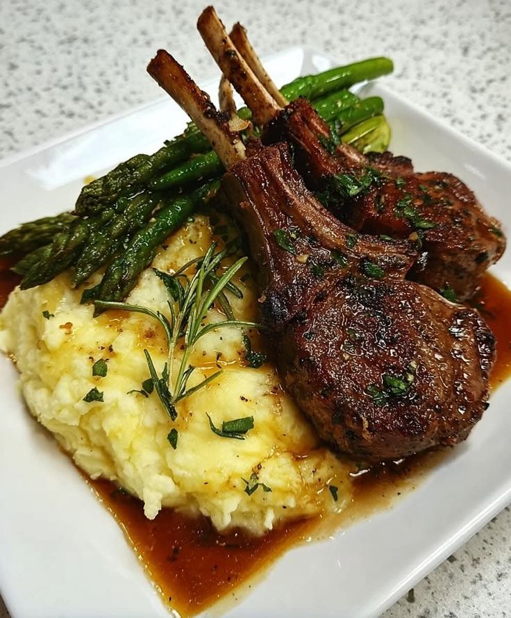 Perfect Garlic Herb Lamb Chops with Cheesy Mashed Potatoes