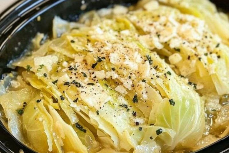 Slow Cooker Garlic Parmesan Whole Cabbage