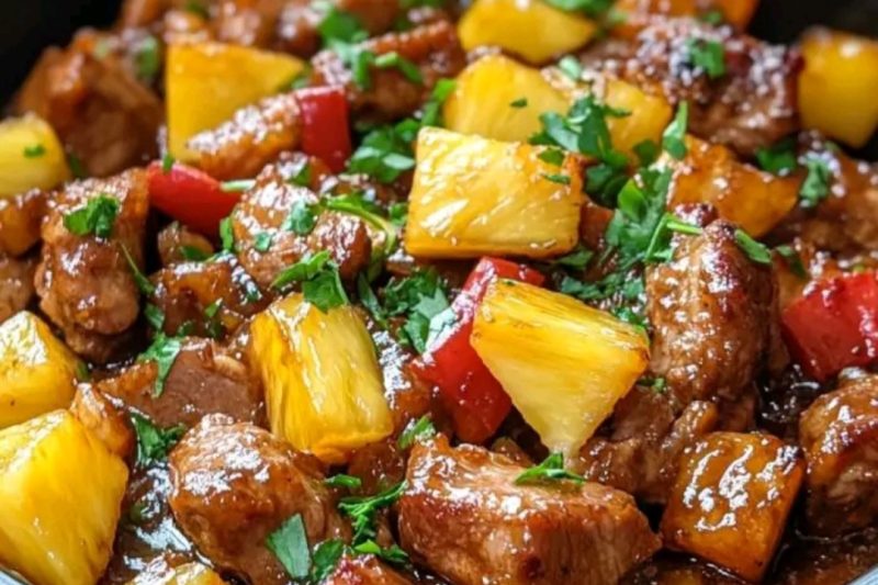 Slow Cooker Hoisin Pork with Pineapple and Bell Peppers