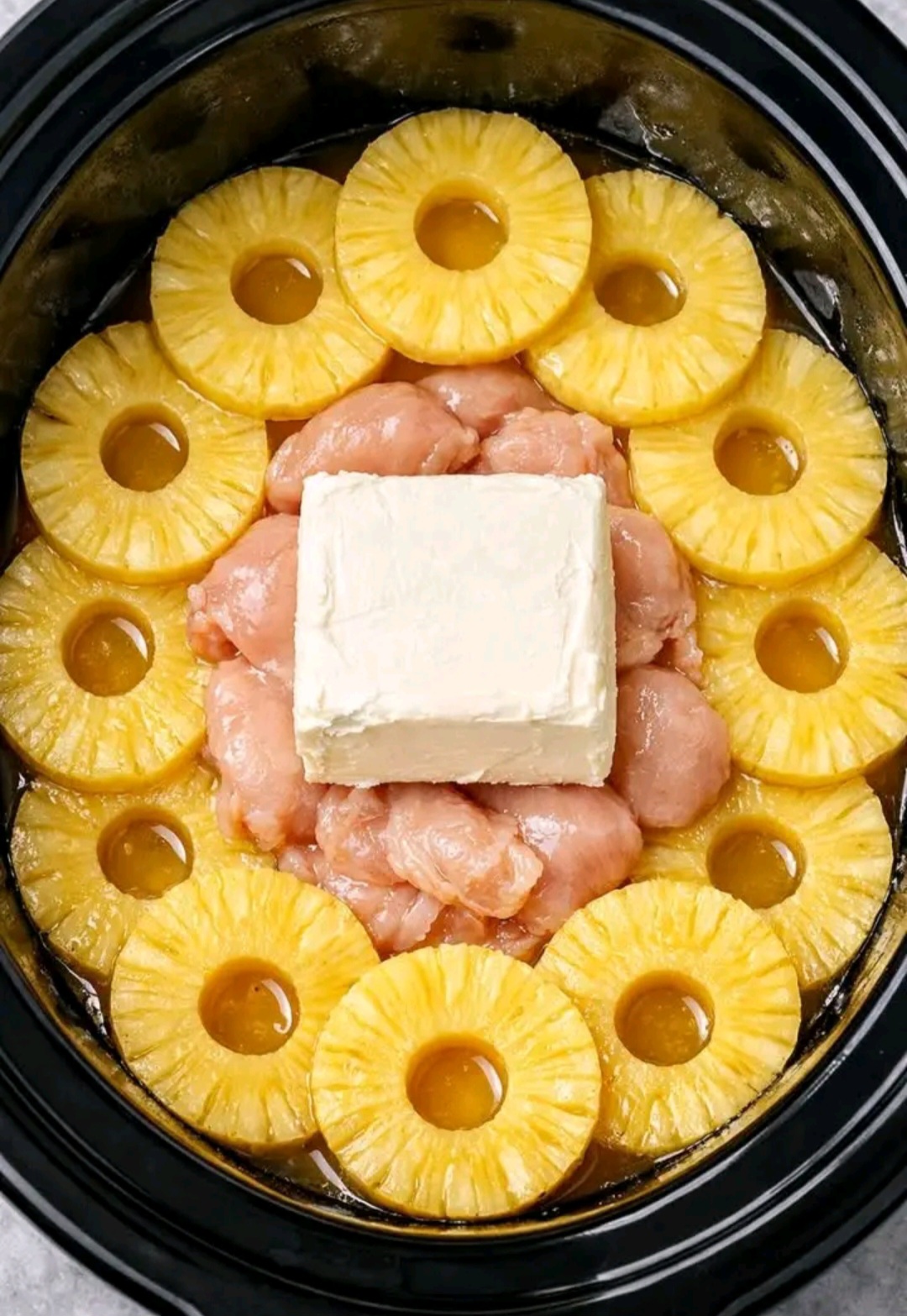Slow Cooker Cream Cheese Chicken with Pineapple Rings