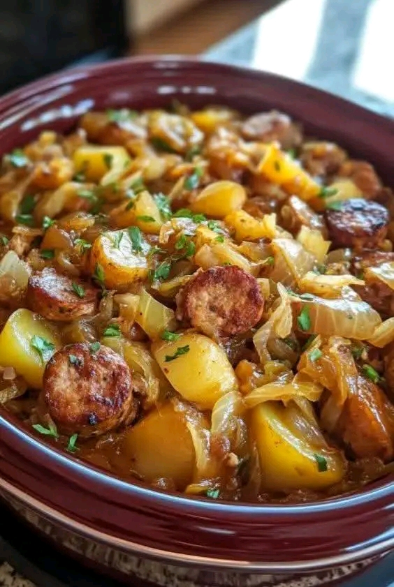 Comforting Slow Cooker Cabbage and Sausage with Potatoes